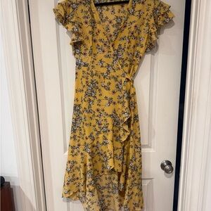 Max Studio Yellow Floral Asymmetrical Dress